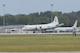 A U.S. Navy P-3 aircraft from Jacksonville, Fla., taxis on the runway of Wright-Patterson Air Force Base, Ohio, in preparation for landing and safe haven support, Sept. 8, 2017. The P-3 was one of several planes using Wright-Patterson AFB as a Safe Haven while Hurricane Irma threatens their home station. (U.S. Air Force photo by Wesley Farnsworth)