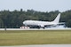 A U.S. Navy P-8 aircraft from Jacksonville, Fla., lands at Wright-Patterson Air Force Base, Ohio, for safe haven support, Sept. 8, 2017. The P-- was one of several planes using Wright-Patterson AFB as a Safe Haven while Hurricane Irma threatens their home station. (U.S. Air Force photo by Wesley Farnsworth)