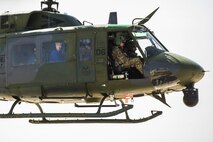 Secretary of the Air Force Heather Wilson flies aboard a 54th Helicopter Squadron aircraft at Minot Air Force Base, N.D., Sept. 7, 2017. On her first trip to Minot AFB as SECAF, Wilson toured both 5th Bomb Wing and 91st Missile Wing facilities and assets.
(U.S. Air Force photo/Senior Airman J.T. Armstrong)