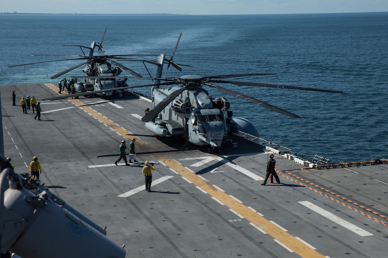 More than 300 Marines from the 26th Marine Expeditionary Unit and HMH-461 embarked aboard USS Iwo Jima as part of a coordinated response poised to provide Department of Defense support to the Federal Emergency Management Agency, state and local response efforts in the wake of Hurricane Irma.