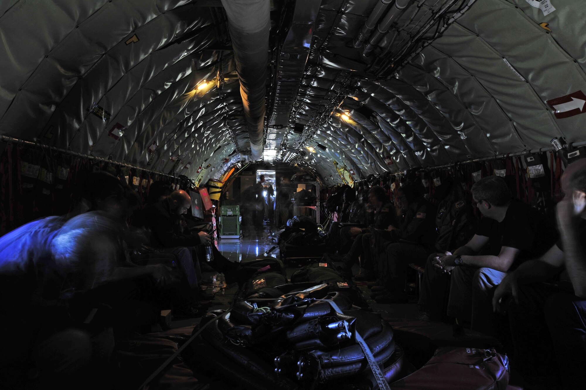 Civilian employers of Reservists and Guardsmen based at Andrews flew in a KC-135R Stratotanker refueling aircraft here Sept. 9 during an Employer Support of the Guard and Reserve-sponsored flight. The flight was an ESGR effort to thank supportive employers of 459th Air Refueling Wing Reservists and 113th Wing D.C. Air National Guardsmen. Employers were flown from Joint Base Andrews to the coast of New Jersey to see an aerial refueling with F-16 Fighting Falcons. (U.S. Air Force photo/Tech. Sgt. Brent Skeen)