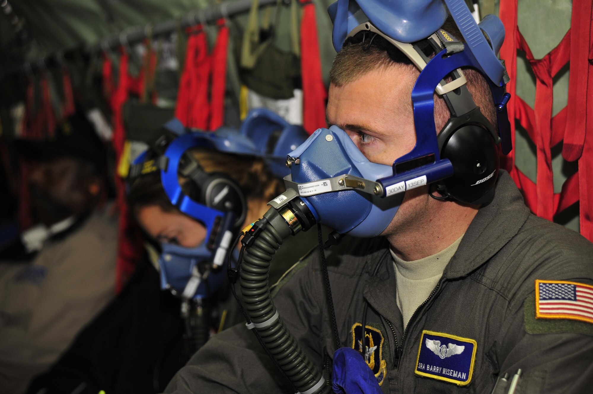 Civilian employers of Reservists and Guardsmen based at Andrews flew in a KC-135R Stratotanker refueling aircraft here Sept. 9 during an Employer Support of the Guard and Reserve-sponsored flight. The flight was an ESGR effort to thank supportive employers of 459th Air Refueling Wing Reservists and 113th Wing D.C. Air National Guardsmen. Employers were flown from Joint Base Andrews to the coast of New Jersey to see an aerial refueling with F-16 Fighting Falcons. (U.S. Air Force photo/Tech. Sgt. Brent Skeen)