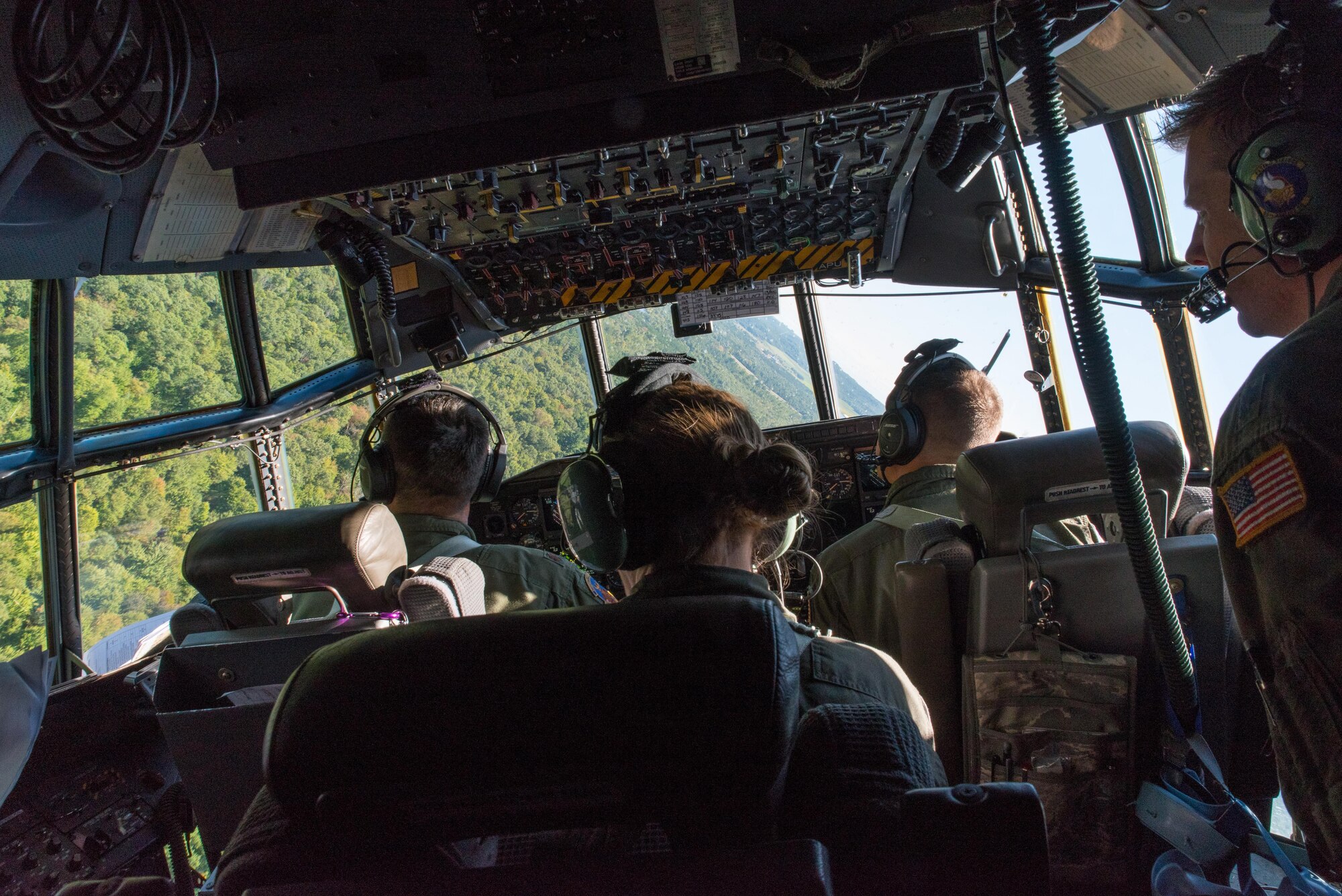 Lt. Col. Dennis Mishler, 934th Airlift Wing chief of safety at Minneapolis-St. Paul Air Reserve Station, Minn. assissts the crew in spotting key points along the route Sep. 8, 2017.   This is the second year of the competition which started after Air Mobility Command cancelled their biennial rodeo due to sequestration. (U.S. Air Force photo by Master Sgt. Eric Amidon/ Released)