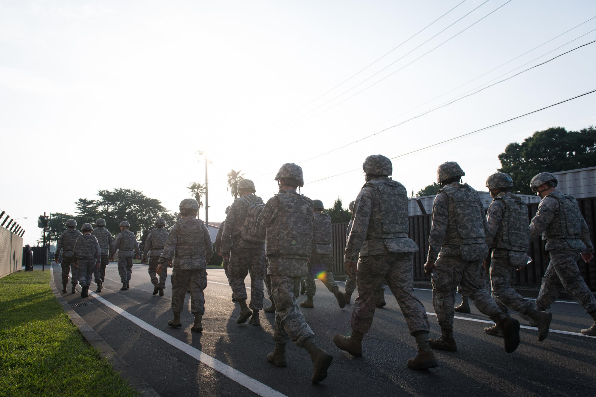 Members of the 374 LRS marched around the base to honor those who have lost their lives due to the terrorist attacks that took place on Sept. 11, 2011. (U.S. Air Force photo/ Airman 1st Class Juan Torres)