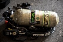 A self-contained breathing apparatus air pack lays on the floor during the Sept. 11 Tower Run at Yokota Air Base, Japan, Sept. 8, 2017.