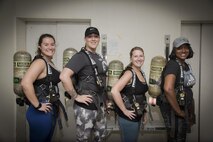 Members of the Wonder Women Warriors team from the 374th Mission Support Group pose for a picture during the Sept. 11 Tower Run at Yokota Air Base, Japan, Sept. 8, 2017.