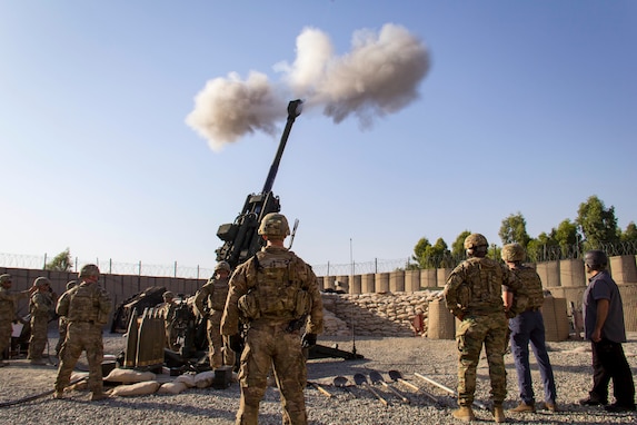 U.S. Army artillerymen assigned to the 3rd Cavalry Regiment observe their M777 towed 155mm howitzer fire with former Secretary of the Army Eric Fanning during his visit to Train, Advise and Assist Command-East in Afghanistan Sept. 16, 2016. The arsenal will manufacture a new full-chrome bore tube for this weapon system beginning in 2019.