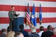 Col. Lee E. Kloos, 388th Fighter Wing commander, addresses guests at the Viper Out ceremony, a farewell to the F-16, Sept. 8, 2017, at Hill Air Force Base, Utah.