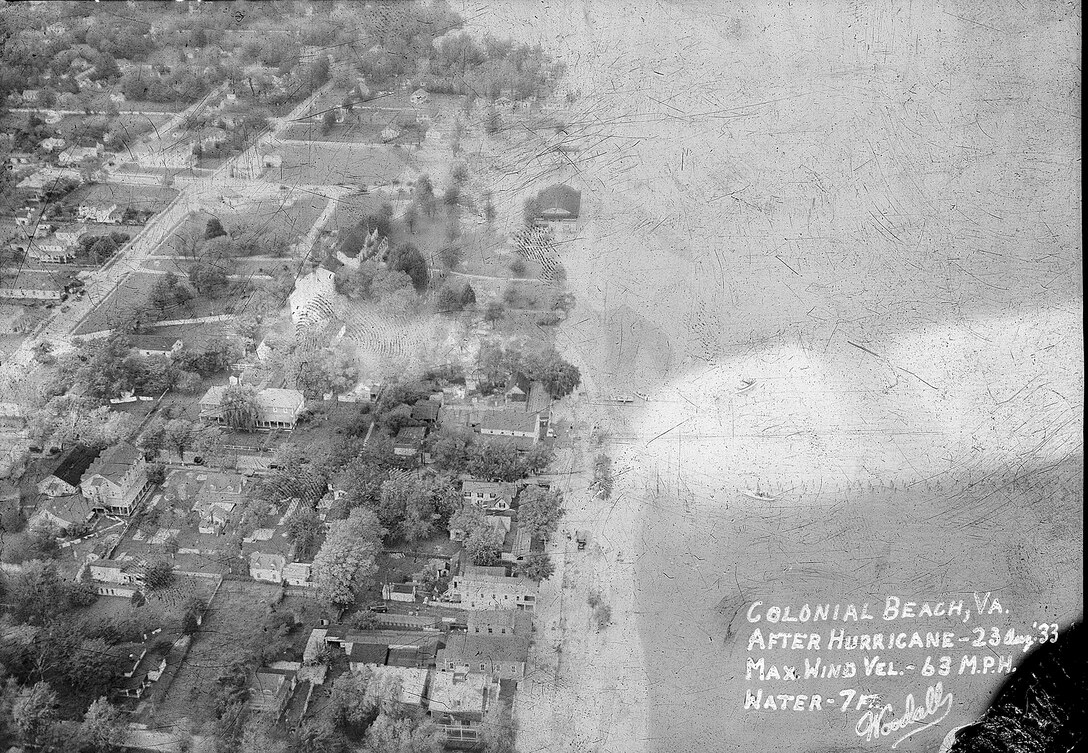 IMAGE: 08/23/1933
Colonial Beach, Va. After Hurricane - 23 Aug '33 Max. Wind Vel - 63 MPH Water 7 ft.