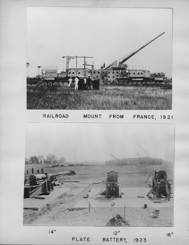 IMAGE: 1921, 1923
RAILROAD HISTORY: Railroad mount in 1921. This gun was intended for duty in France during WWI
but the war came to an end before its completion. Gun came to Dahlgren directly from the factory in
Pennsylvania.