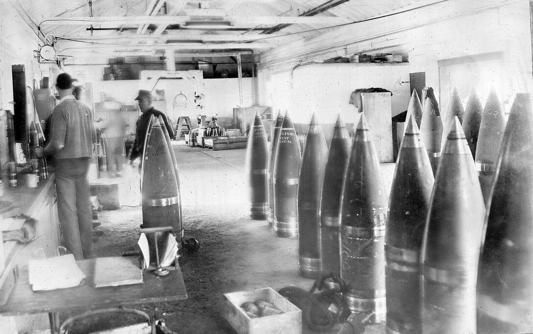 IMAGE: 1945
ORDNANCE HISTORY: Shell house proper, preparation of inert projectiles for testing.