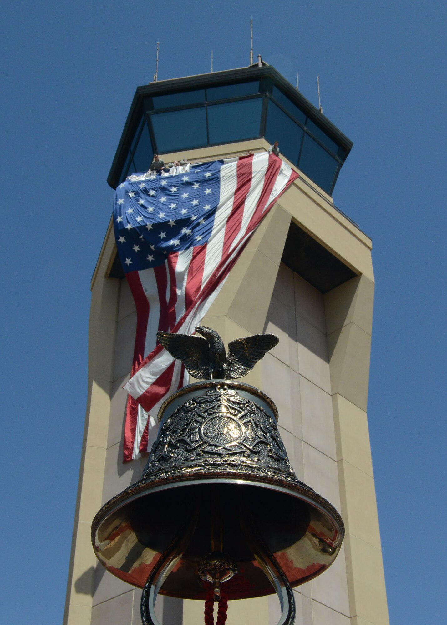 Luke Thunderbolts pay tribute to those killed in the Sept. 11, 2001 terrorist attacks by participating in Team Luke’s 9/11 remembrance ceremony Sept. 11, 2017 at Luke Air Force Base, Ariz. The ceremony had a flag unfurling, recount of events, a moment of silence and a ten story stair climb honoring those killed in the terrorist attacks. (U.S. Air Force photo/ Senior Airman James Hensley)