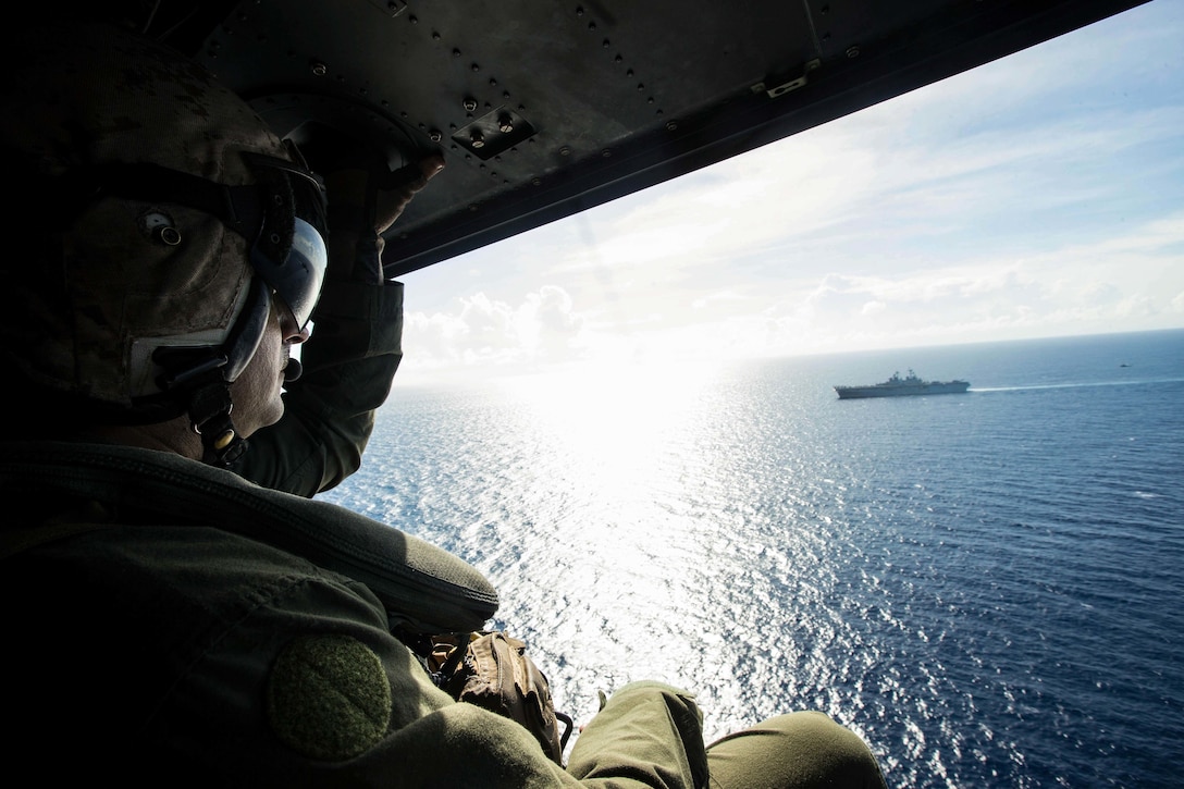 U.S. Marines with the 26th Marine Expeditionary Unit (MEU), deliver food and water by way of UH-1Y Venom helicopters to St. Thomas Cyril King E. Airport, U.S. Virgin Islands in order to effort aid victims of Hurricane Irma in the U.S. Virgin Islands, Sept. 10, 2017. The 26th MEU is supporting the lead federal agency in providing humanitarian relief efforts for Hurricane Irma.