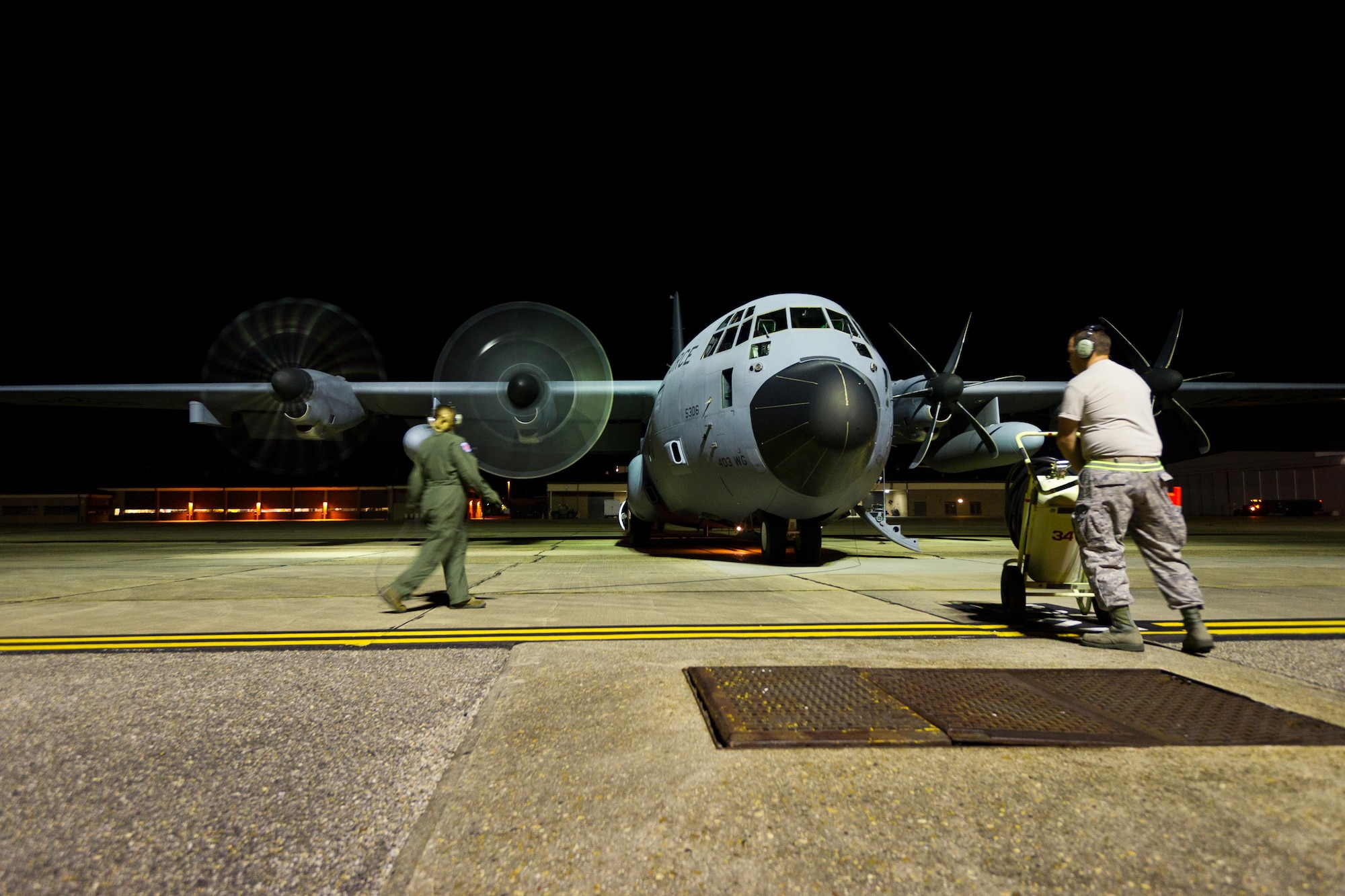 Photo of WC-130J preparing for take off.