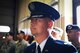 U.S. Air Force Lt. Col. George Nichols, 86th Civil Engineer Squadron commander, stands at attention during a 9/11 retreat ceremony on Ramstein Air Base, Germany, Sept. 11, 2017. Kaiserslautern Military Community first responders honored their colleagues who lost their lives conducting rescue operations during the 9/11 attacks 16 years ago. (U.S. Air Force photo by Airman 1st Class Joshua Magbanua)