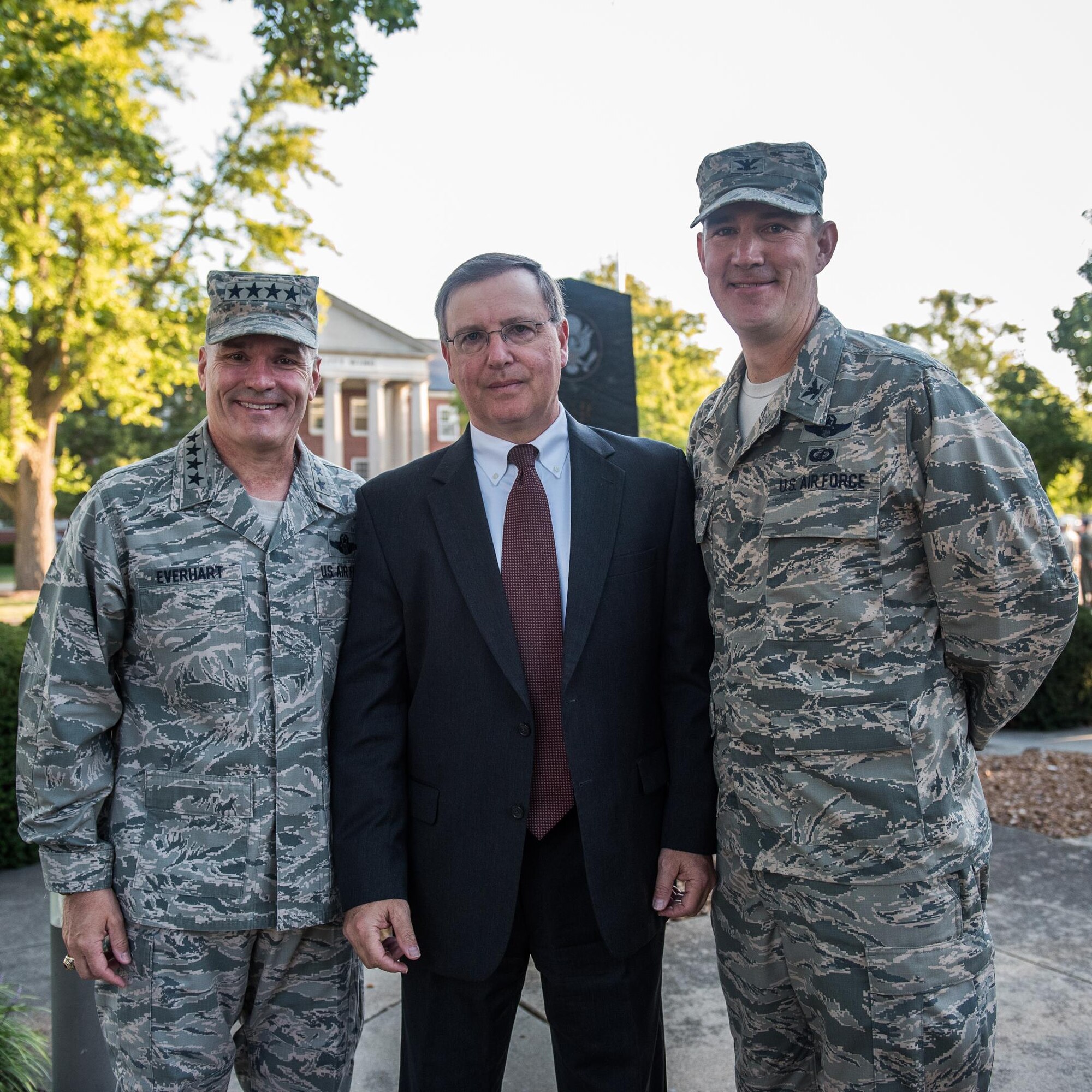 The 9/11 Reveille begins the work day, as service members remembered those affected by the 2001 terror attacks, Sept. 11, 2017, Scott Air Force Base, Ill. Scott remembered those affected by the terrorist attacks on Sept. 11 through a 9/11 reveille, a Belleville Memorial dedication, and a presentation by Chuck Rosenberg, former U.S. attorney of the Eastern District of Virginia. (U.S. Air Force photo by Cristopher Parr)