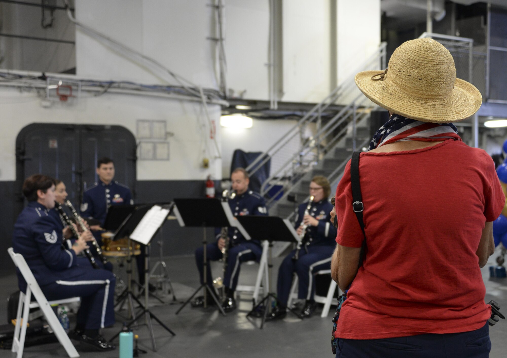 The Clarinet Quartet, an ensemble including four clarinets and percussion, from the U.S. Air Force Band of the Golden West at Travis Air Force Base, California, performed a new musical composition during their Southern California tour from Sept. 9 to 14, which included stops at the Brand Library and Arts Center in Glendale, the Chula Vista Veterans Home, three southern California schools, as well as the U.S.S. Midway Museum to celebrate the 72nd birthday of the ship. (U.S. Air Force photos by Senior Airman Amber Carter)
