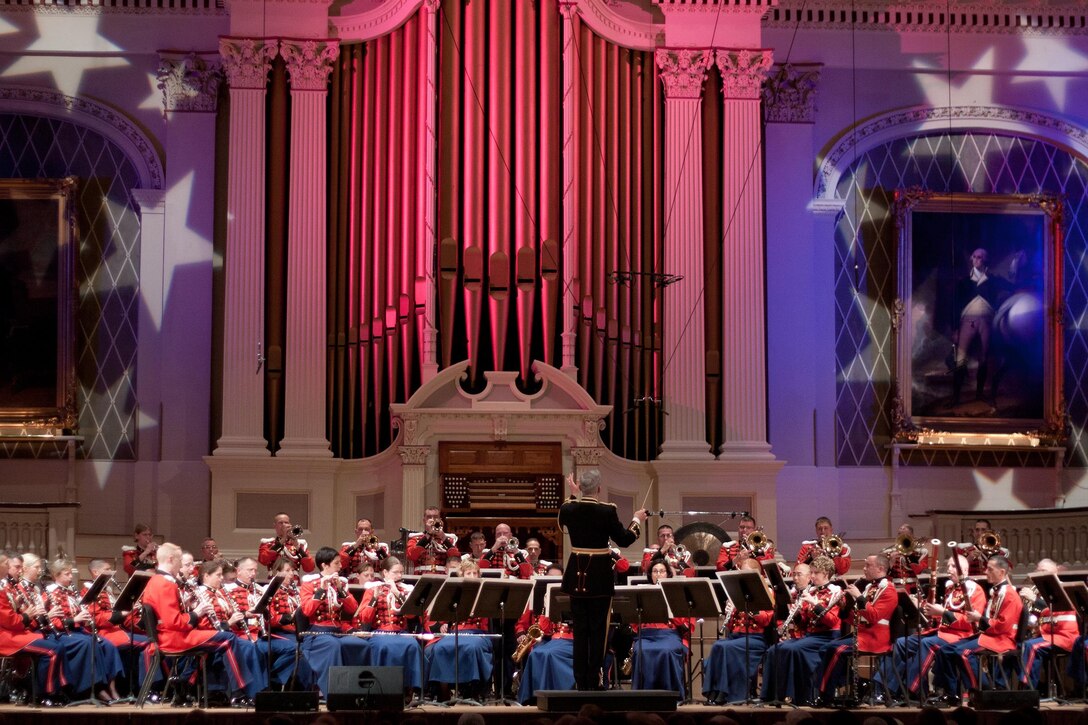 The Marine Band on tour in Mechanics Hall in Worcester, MA