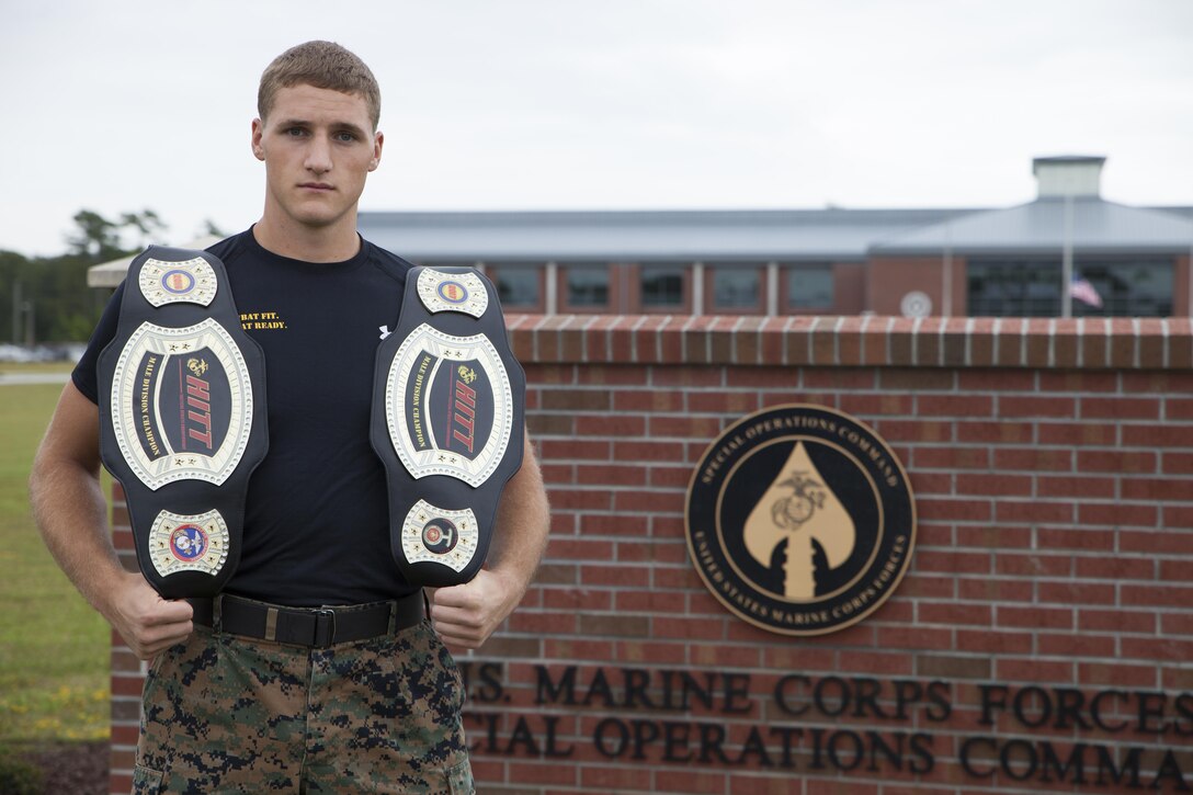 Sgt. Ethan Mawhinney, a Marine Air Ground Task Force planner with U.S. Marine Corps Forces, Special Operations Command, successfully defended his championship title at the Marine Corps third annual HITT Tactical Athlete Competition at Camp Pendleton, Calif., Aug. 28th through 31st, 2017.  The competition brings together the top male and female Marines from each Marine Corps installation in a demanding competition of military function fitness and to promote the advanced dynamics found in the High Intensity Tactical Training program.  (U.S. Marine Corps photo by Cpl. Bryann K. Whitley)