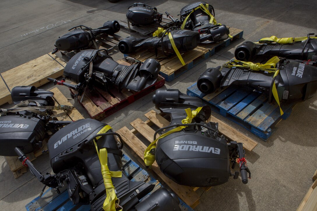 Marines with 3rd Force Reconnaissance Company prepare for relief efforts in the aftermath of Hurricane Irma