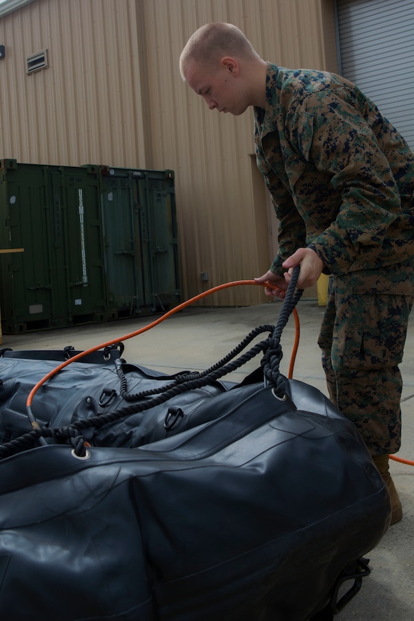 MOBILE, Ala. –Motors of F470 Zodiac Combat Rubber Raiding Crafts, belonging to 3rd Force Reconnaissance Company, 4th Marine Division, Marine Forces Reserve, sit staged at the Alabama National Guard Fort Whiting Armory in Mobile, Ala. on Sept. 11, 2017 in preparation for search and rescue operations following Hurricane Irma. Marine Forces Reserve is ready to respond to any requests to bolster Northern Command’s support of FEMA’s assistance to federal, state and local authorities’ on going relief efforts in the aftermath of Hurricane Irma. (U.S. Marine Corps Photo by Cpl. Imari J. Dubose/Released)