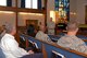 Maj. Gregory Brunson, 47th Flying Training Wing head chaplain, welcomes the audience attending a Patriot Day observance at the Chapel of the Wings at Laughlin Air Force Base, Texas, Sept. 11, 2017.  The observance included lighting 16 candles and reading the biographies of 16 victims to mark 16 years since 9/11.