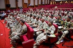 U.S. and Egyptian armed forces members attend the Bright Star 2017 opening ceremony, Sept. 10, 2017, at Mohamed Naguib Military Base, Egypt. Bright Star is a combined command-post and field training exercise aimed at enhancing regional security and stability by responding to modern-day security scenarios with the Arab Republic of Egypt. (U.S. Air Force photo by Staff Sgt. Michael Battles)