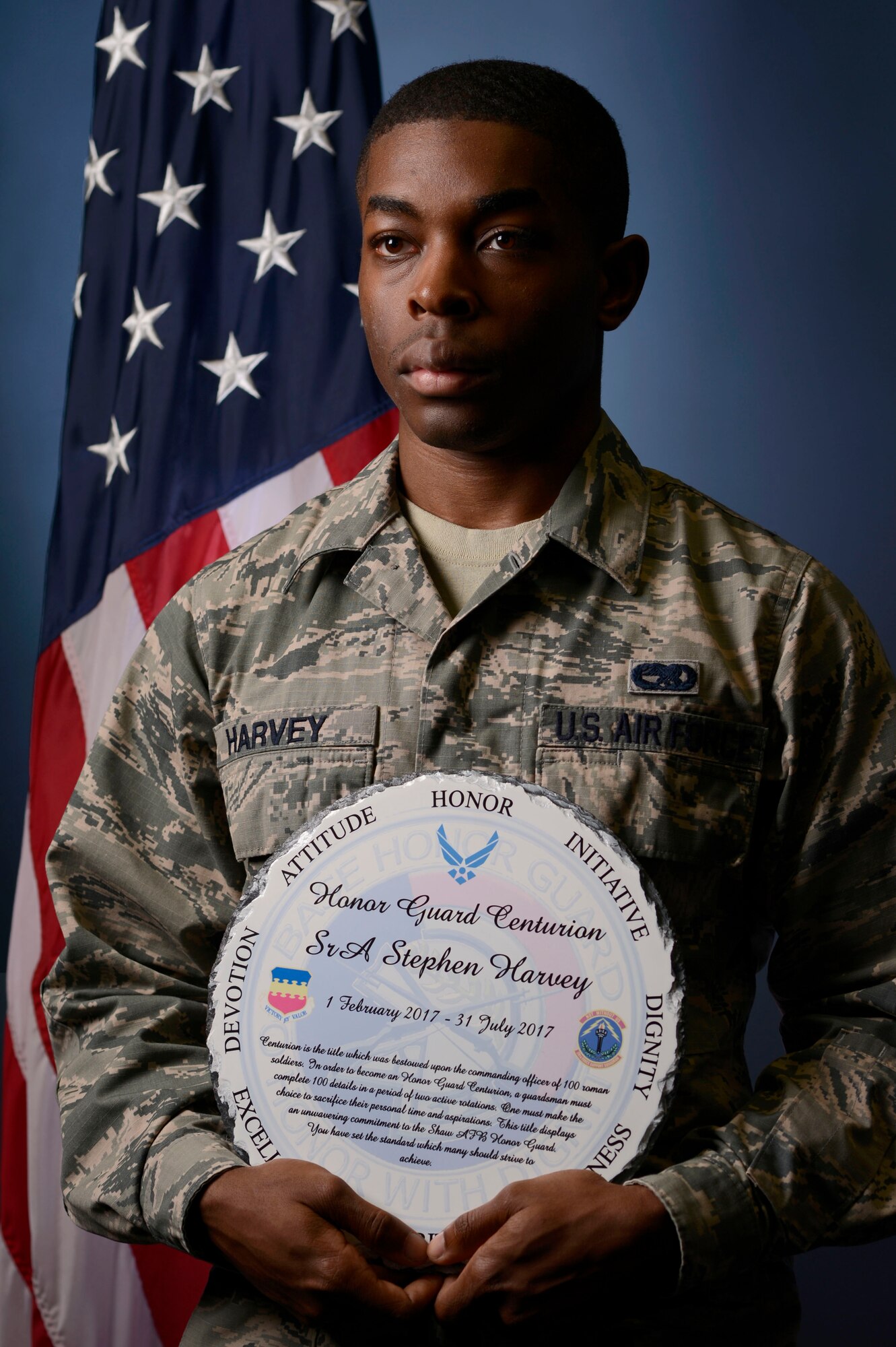 Harvey received the award after serving in more than 107 20th Force Support Squadron honor guard details over a six-month rotation.