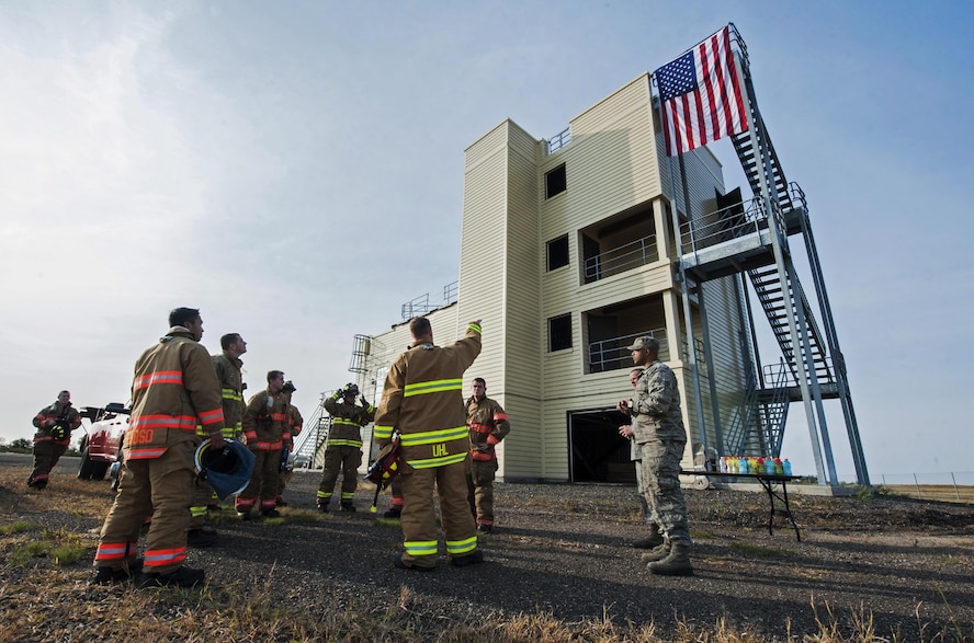 Firefighters with the 5th Civil Engineer Squadron hosted a 9/11 memorial climb in honor of those who lost their lives on 9/11. The firefighters climbed 110 flights of stairs representing each floor of the twin towers.