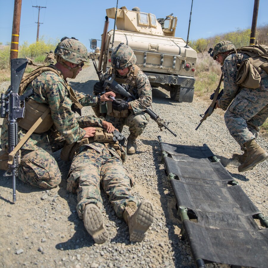 Combat engineers with Combat Service Support Company, I Marine Expeditionary Force Information Group, instruct Marines on how to use blasting caps at Camp Pendleton, Calif., Aug. 1, 2017. The Marines conducted the training to further develop their combat capabilities as part of the stand-up of the Marine Support Battalion. The mission of the new unit is to provide extensive logistical support to I MEF and I Marine Expeditionary Brigade command element, both in garrison and on deployment.