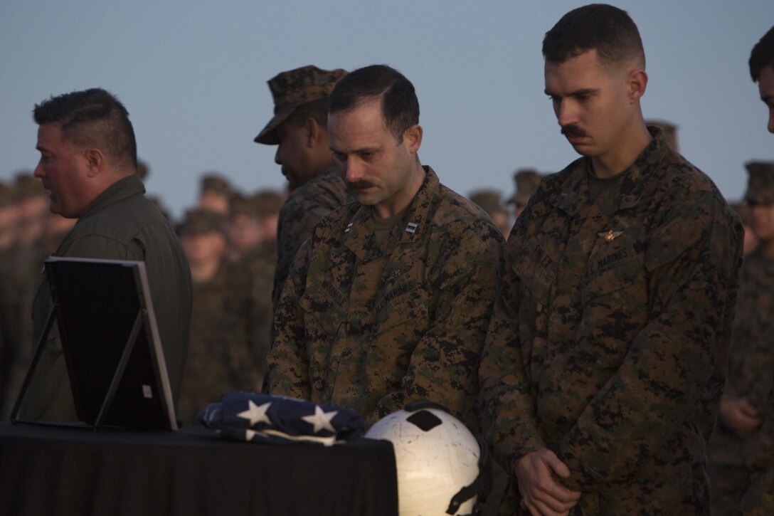 Several speakers remembered Cross, Ordway and Velasco during the memorial, offering their fellow Marines an opportunity to recall shared moments, common aspirations and stories of the three who gave their last full measure of devotion.