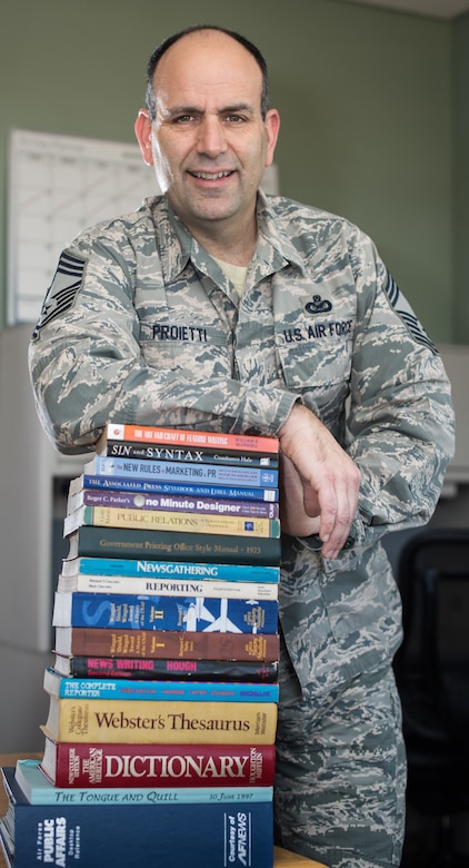 Chief Master Sgt. Matt Proietti is a 31-year veteran of the public affairs career field who has won the Department of Defense's coveted Thomas Jefferson Award for communications four times. His first book, "At All Costs," made the Air Force chief of staff's reading list.
