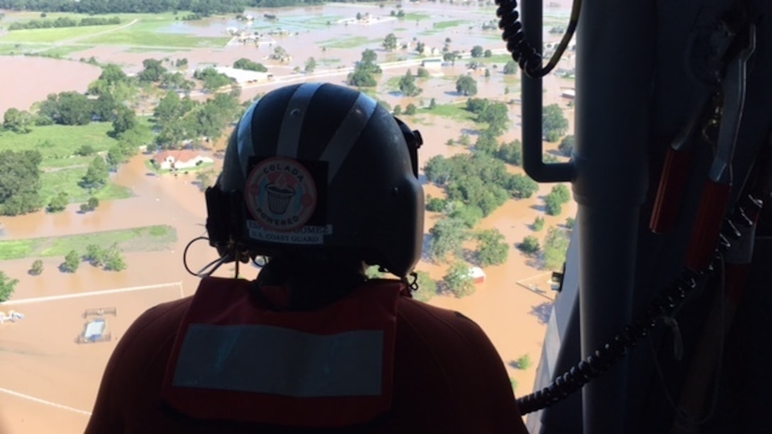 Coast Guard Air Station Houston continues to respond to rescue requests in Beaumont, Texas, August 30, 2017. The Coast Guard partners with local Emergency Operations Centers and established an Incident Command Post to manage search and rescue operations. U.S. Coast Guard courtesy photo by Air Station Houston