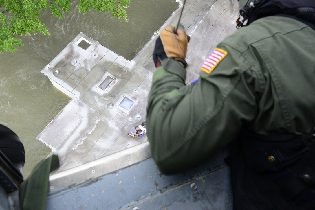 U.S. Coast Guard Air Station Houston responds to search and rescue requests during Hurricane Harvey in Houston, Texas, Aug. 27, 2017. The Coast Guard worked closely with all local and state emergency operation centers and established incident command posts to manage Coast Guard storm operations.
U.S. Coast Guard photo by Petty Officer 3rd Class Johanna Strickland