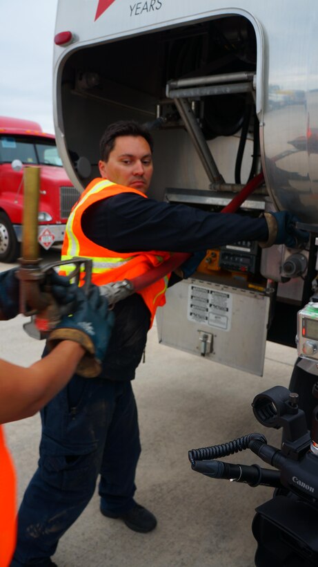 Robins Air Force Base was teeming with activity as Hurricane Irma approached Florida last week. At the FEMA Fuel Staging Area on base, Lee Mahan, from Chatham, Virginia, conducts preventive maintenance service prior to leave for a mission in support of FEMA’s Hurricane relief effort.  (U.S. Air Force photo/ED ASPERA)