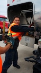 Robins Air Force Base was teeming with activity as Hurricane Irma approached Florida last week. At the FEMA Fuel Staging Area on base, Lee Mahan, from Chatham, Virginia, conducts preventive maintenance service prior to leave for a mission in support of FEMA’s Hurricane relief effort.  (U.S. Air Force photo/ED ASPERA)