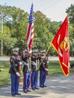 U.S. Marines with the 9th Marine Corps District Color Guard present the colors during a dedication ceremony in Glenview, Illinois, Sept. 12, honoring a Marine Vietnam veteran.  Town residents and city officials attended the bridge dedication ceremony honoring Cpl. Donald W. Bollman, a Purple Heart recipient who was killed in action in South Vietnam March 1, 1967. (U.S. Marine Corps photo by Lance Cpl. Quavaungh Pointer/Released)