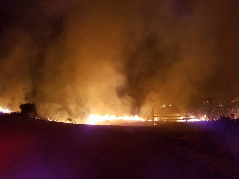 The Alice Creek fire burns as firefighters work to extinguish it Sept. 3, 2017, north of Lincoln, Mont.