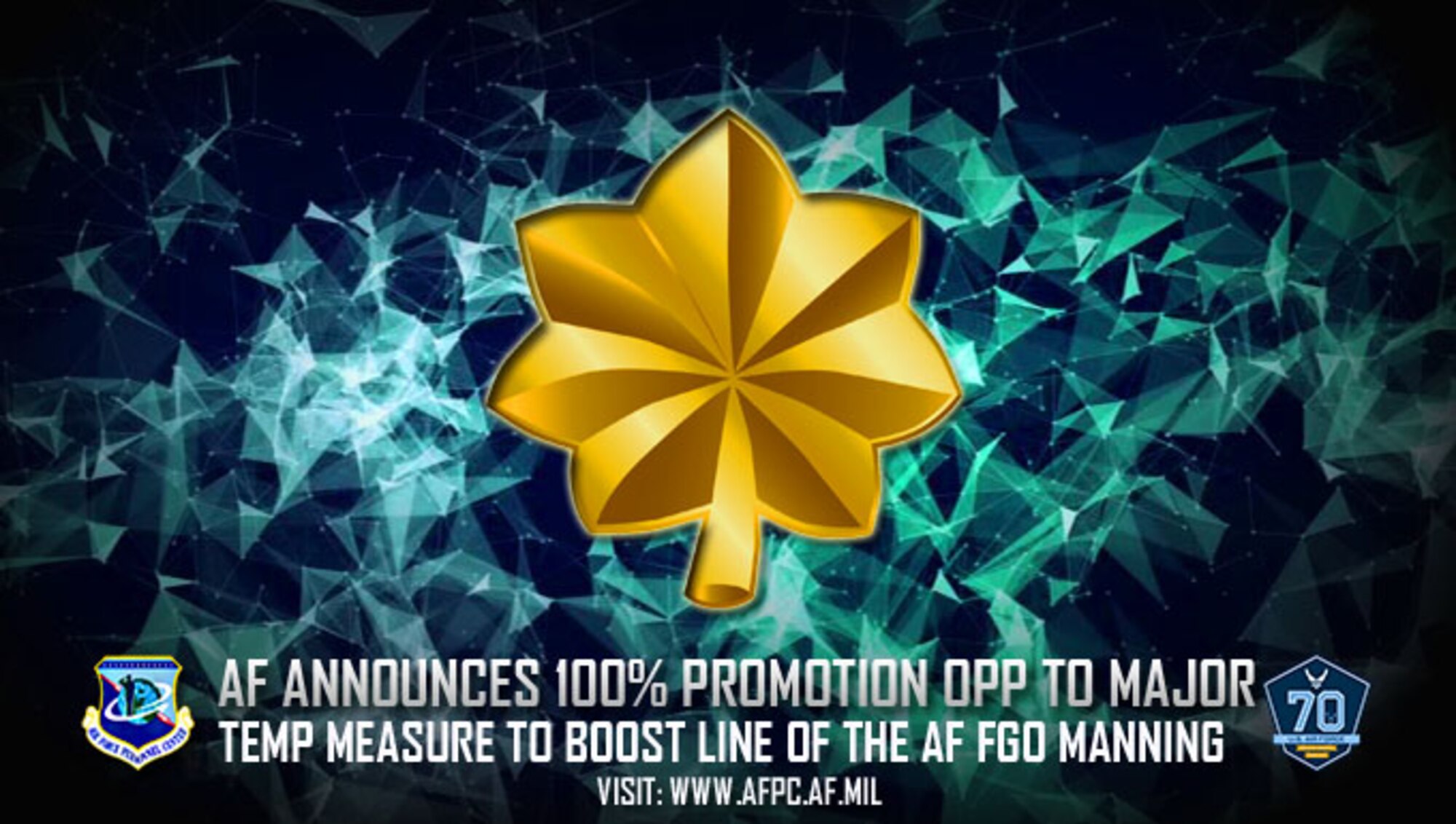 AF announces 100% promotion opp to major; temp measure to boost line of the AF FGO manning
