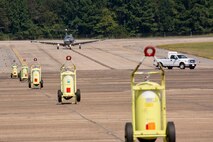 A U-28A assigned to Hurlburt Field, Fla., taxis behind the follow truck to a parking spot on the ramp at Little Rock Air Force Base, Ark., Sept. 9, 2017. A large number of aircraft were move to locations across the country for safety reasons before Hurricane Irma struck the eastern seaboard. The U-28A provides a manned fixed wing, on-call/surge capability for Improved Tactical Airborne Intelligence, Surveillance, and Reconnaissance (ISR) in support of Special Operations Forces. (U.S. Air Force photo by Master Sgt. Jeff Walston)