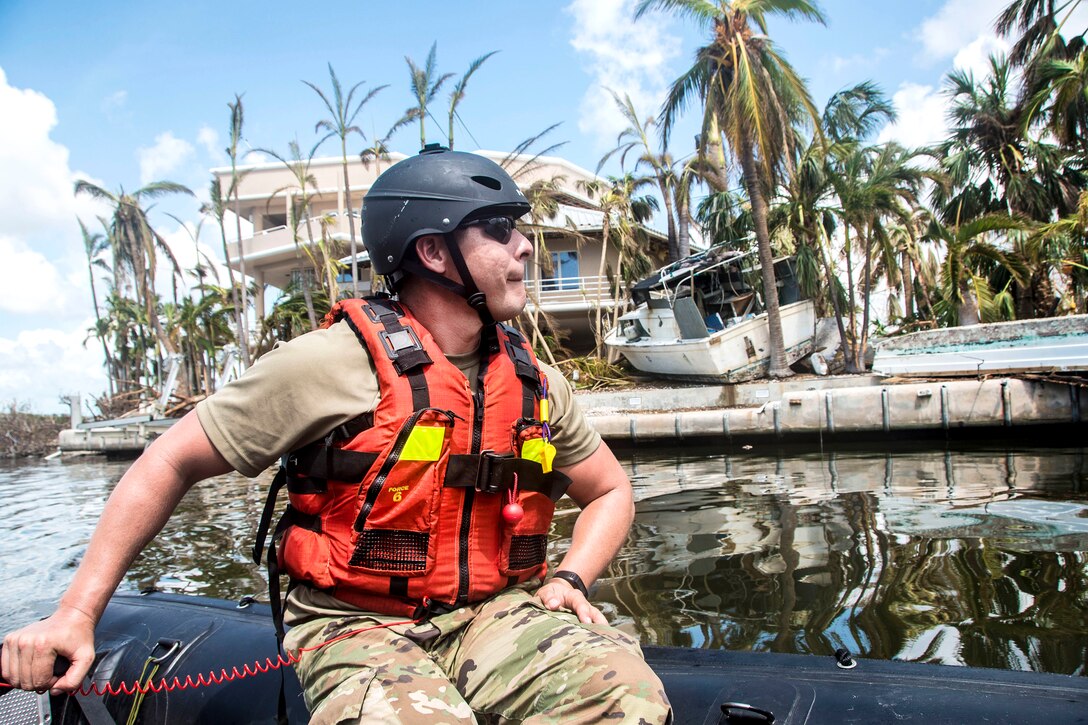 Sgt. Jonathan Mazella encounters a severely damaged neighborhood while conducting maritime rescue and reconnaissance operation