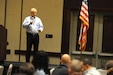 Chief Warrant Officer 5 John Brasfield, the command chief warrant officer for the 88th Regional Support Command, speaks to the more than 400 attendees at the 88th RSC-sponsored Yellow Ribbon Program in Minneapolis, September 9, 2017.