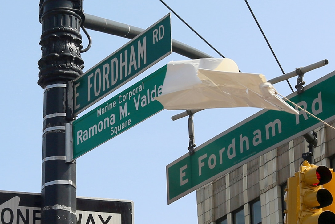 A white sheet is pulled off a street sign.