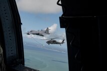 An HH-60G Pave Hawk assigned to the 66th Rescue Squadron prepares for a helicopter air-to-air refueling with an HC-130J Combat King II from the 79th Rescue Squadron, Sept. 12, 2017, over the skies of Florida. The 563d Rescue Group prepositioned aircraft and personnel for rescue operations in support of FEMA and U.S. Northern Command after Hurricane Irma made landfall in Florida. (U.S. Air Force photo by Tech. Sgt. Zachary Wolf)