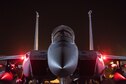 Aircrew perform preflight checks on an F-15E Strike Eagle assigned to the 332nd Air Expeditionary Wing, Sep. 9, 2017, in Southwest Asia. The 332nd AEW continuously flies missions throughout the region to combat the threat of the Islamic State of Iraq and Syria. (U.S. Air Force photo by Senior Airman Damon Kasberg)