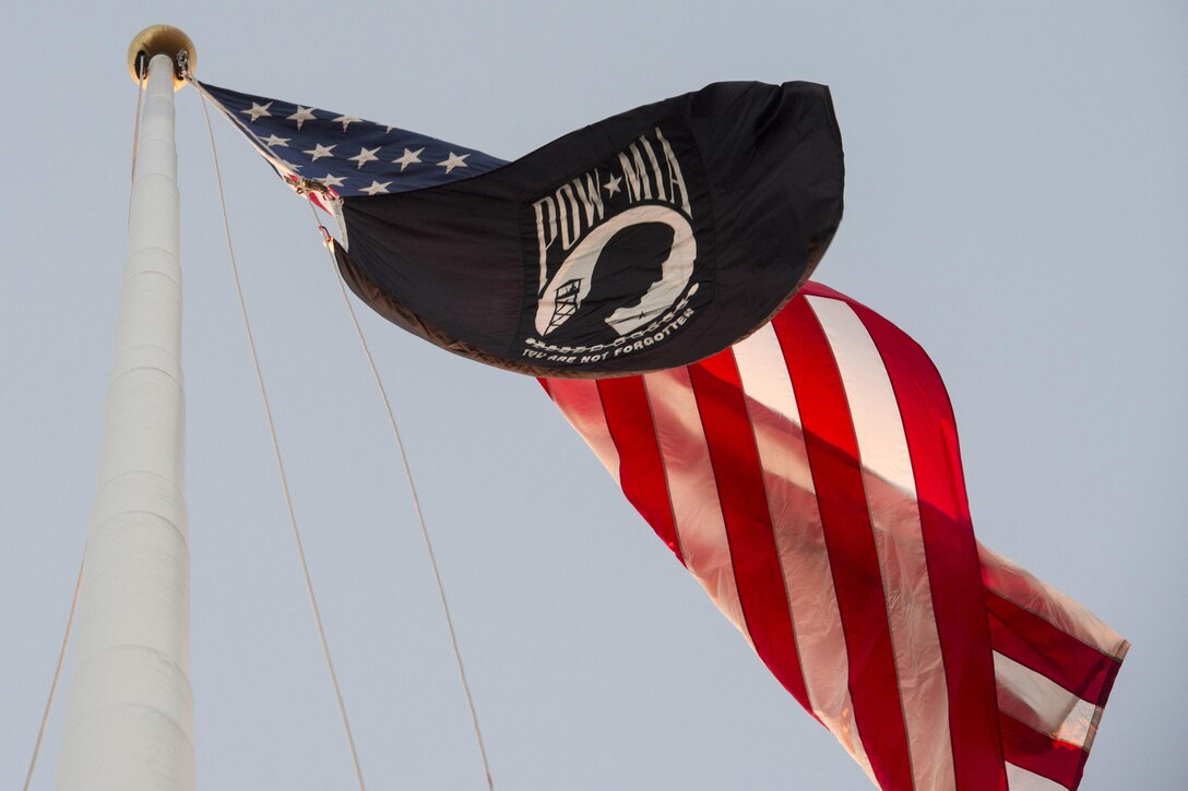 The POW/MIA flag is raised at the Pentagon.