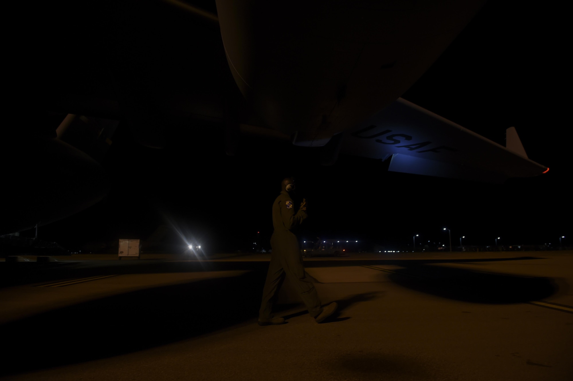 An aircrew prepares a C-17 Globemaster III for takeoff prior to a mission to Homestead Air Reserve Base, Fla. Sept. 11, 2017. Days prior the crew flew the final mission out of MacDill Air Force Base, Fla. prior to Hurricane Irma making landfall in Florida.