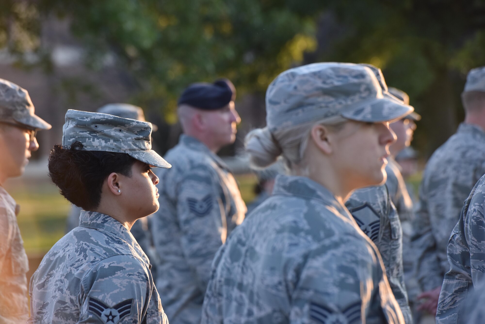 Airmen assigned to the 509th Bomb Wing participate in a 9/11 remembrance ceremony Sept. 11, 2017 at Whiteman Air Force Base, Mo.