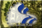 The Thrift Savings Plan emblem is superimposed over a hurricane-like spiral of money