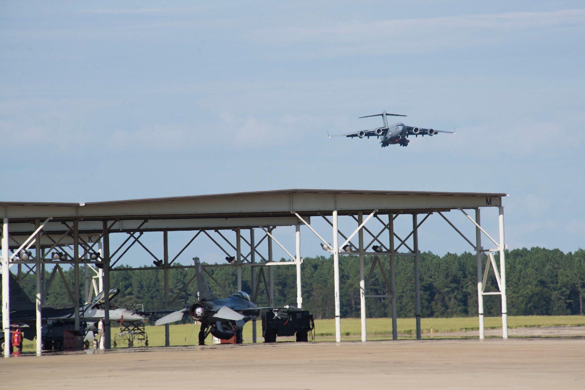 The C-17 aircrew returned 20th Fighter Wing Airmen home after a short-notice hurricane evacuation of Shaw’s F-16CM Fighting Falcons. (